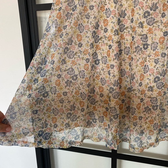 Altar'd State Floral Mesh Short Dress Ruffle Tie Sleeveless Sweetheart XS - Picture 3 of 8